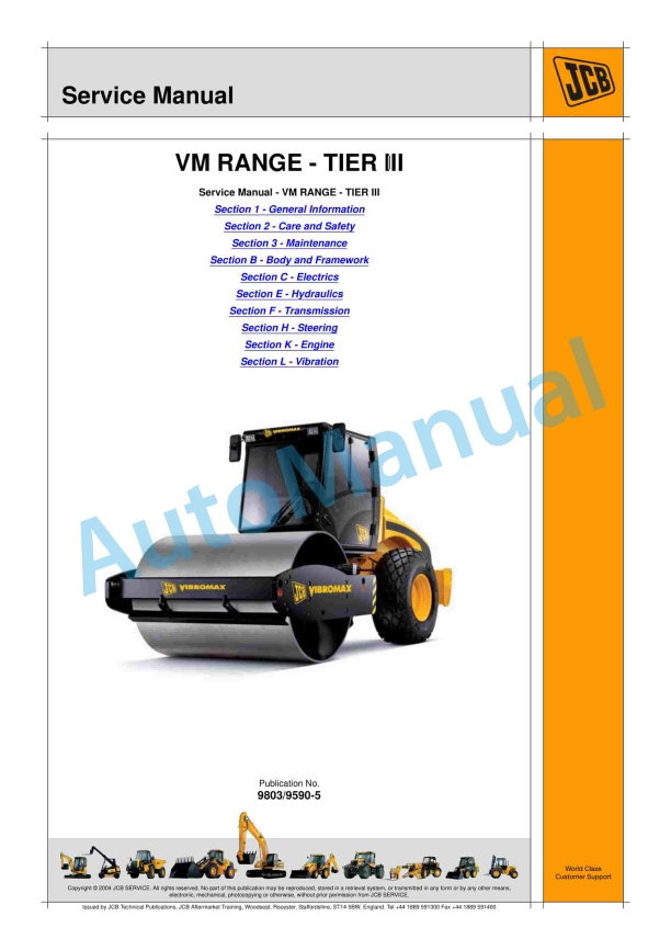 JCB VM Range - Tier III Service Manual 9803-9590