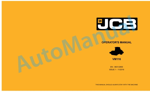 JCB VM116 Operator Manual 9831-2800 1 JCB VM116 Operator Manual 9831-2800