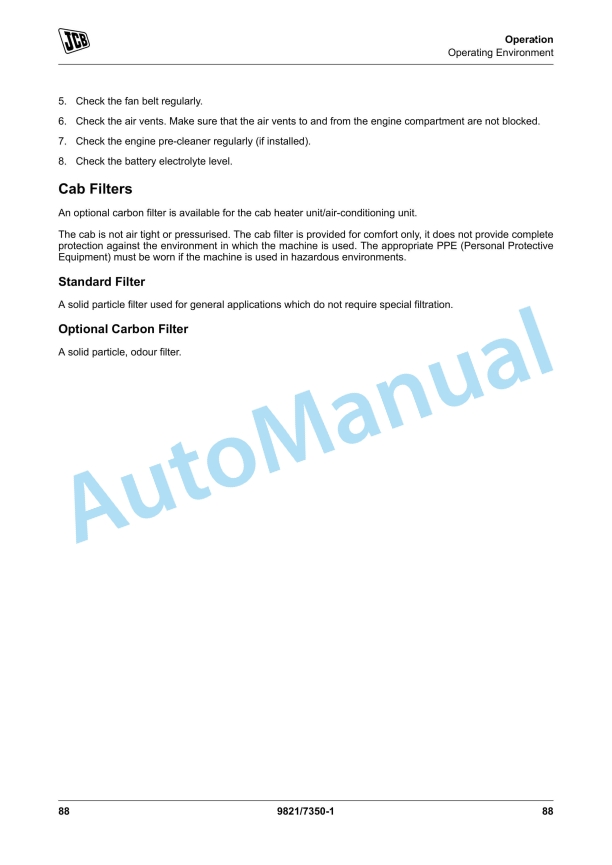 JCB VM117 Tier 2, VM117 Tier 4i, VM137 Tier 2, VM137 Tier 4i Operator Manual 9821-7350 2 JCB VM117 Tier 2, VM117 Tier 4i, VM137 Tier 2, VM137 Tier 4i Operator Manual 9821-7350 - Image 2