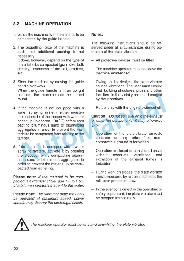 JCB VMF 70, VMF 90 Vibrating Plate Instruction Manual 06027-28135A 5 JCB VMF 70, VMF 90 Vibrating Plate Instruction Manual 06027-28135A - Image 5
