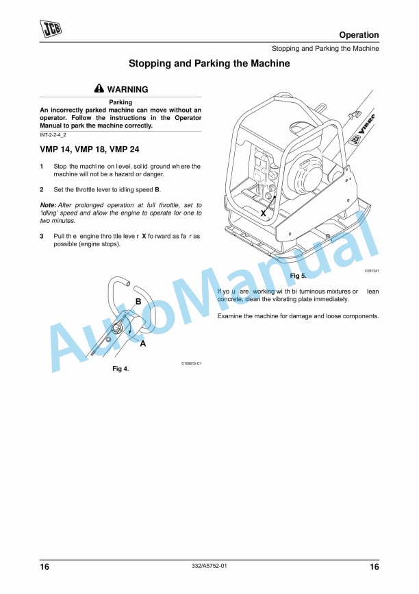 JCB VMP 14, VMP 18, VMP 24 Vibrating Plate Operator Manual 332-A5752 2 JCB VMP 14, VMP 18, VMP 24 Vibrating Plate Operator Manual 332-A5752 - Image 2