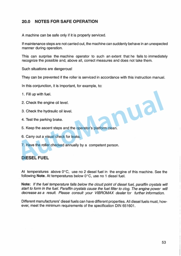 JCB W 1105 D, W 1105 PD Vibratory Single Drum Roller Instruction Manual 07241-28035C-2