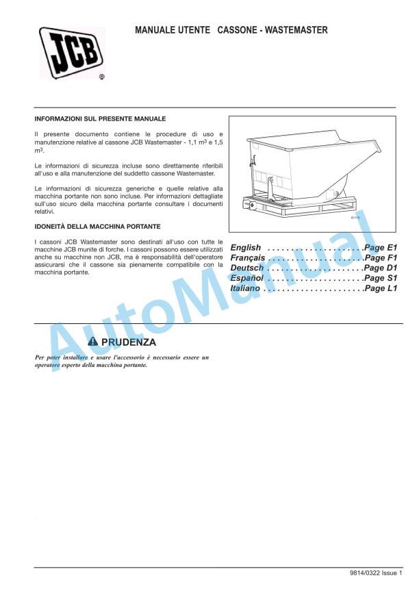 JCB Wastemaster - Skip Operator Manual 9814-0322 5 JCB Wastemaster - Skip Operator Manual 9814-0322-5