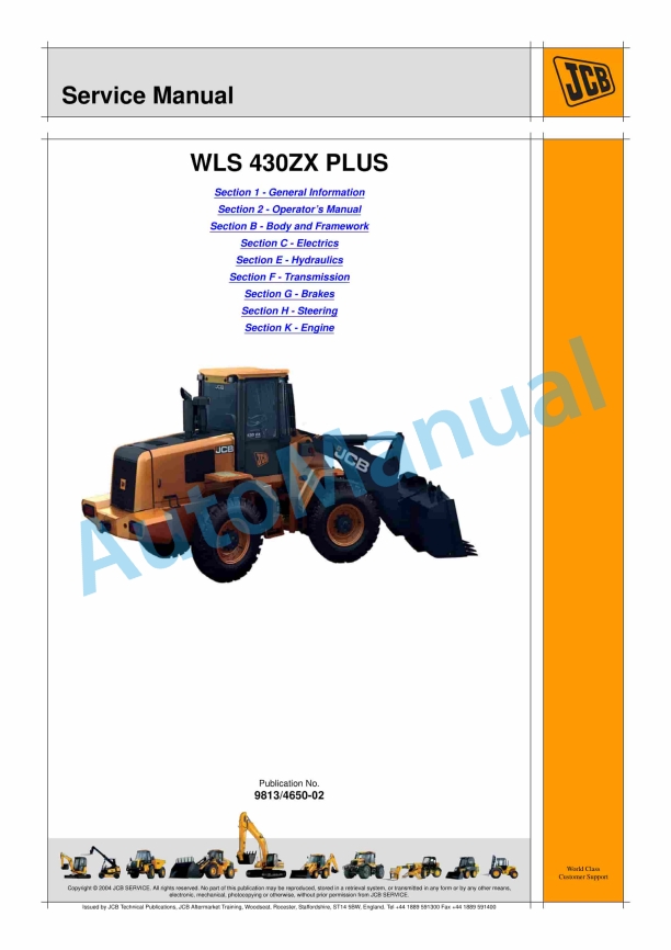 JCB WLS 430ZX PLUS Service Manual 9813-4650 1 JCB WLS 430ZX PLUS Service Manual 9813-4650