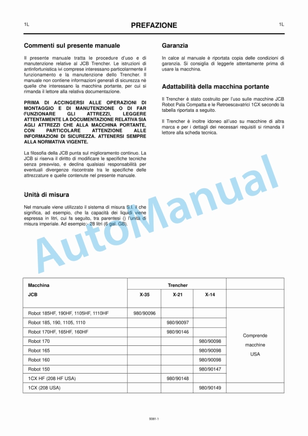 JCB X Series Trencher Owners Manual 9801-9381 4 JCB X Series Trencher Owners Manual 9801-9381 - Image 4