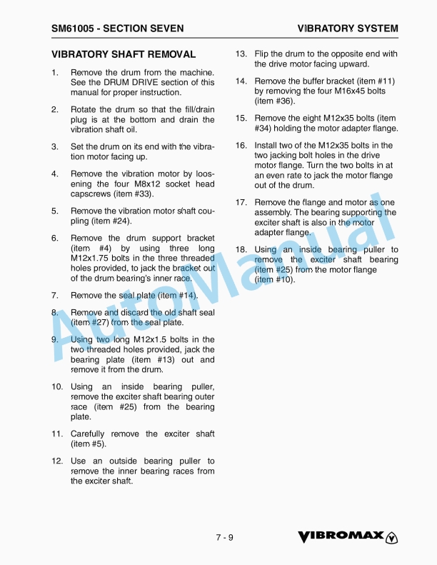 Vibromax 255, 265 Tandem Roller Service Manual SM61005 5 Vibromax 255, 265 Tandem Roller Service Manual SM61005 - Image 5