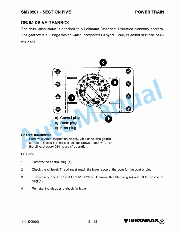 Vibromax 752 Tandem Drum Roller Service Manual SM70501 3 Vibromax 752 Tandem Drum Roller Service Manual SM70501 - Image 3