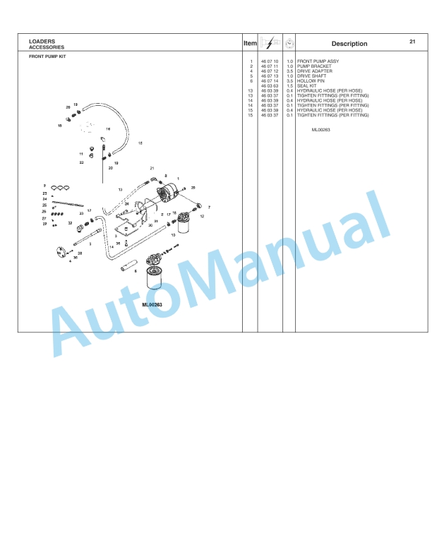 Massey Ferguson 1040 to 2350, L100 to DL280 Loader Repair Time Schedule 4283095M1-4
