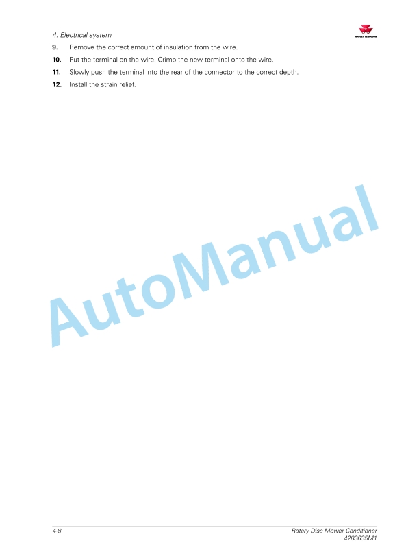 Massey Ferguson 1316S Rotary Disc Mower Conditioner Workshop Service Manual 4283635M1-3