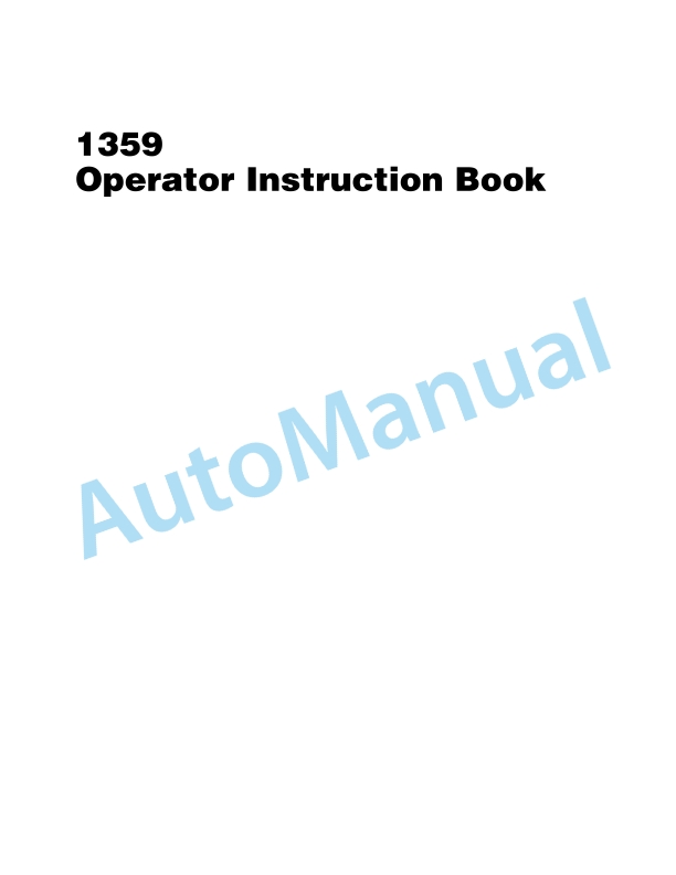 Massey Ferguson 1359 Operator Instruction Book 700726920A