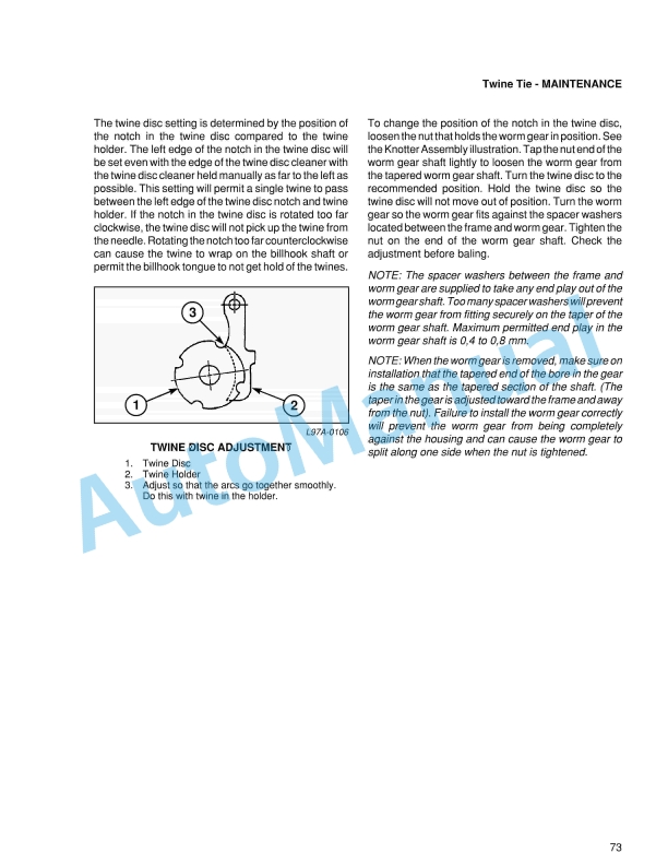 Massey Ferguson 135SB, 137SB, 139SB Square Baler Operators Manual 45SBE9701912-4