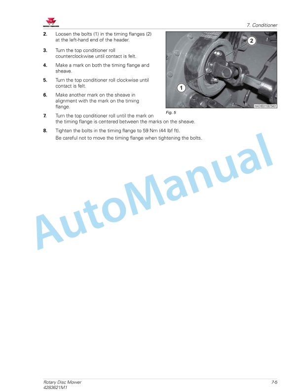 Massey Ferguson 1363, 1376 Rotary Disc Mower Workshop Service Manual 4283621M1-4