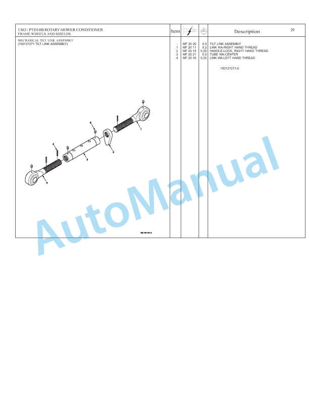 Massey Ferguson 1363 Rotary Disc Mower Repair Time Schedule 4283442M1-3
