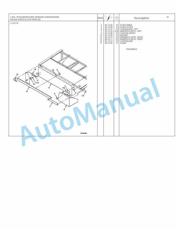 Massey Ferguson 1363 Rotary Disc Mower Repair Time Schedule 4283442M1-4
