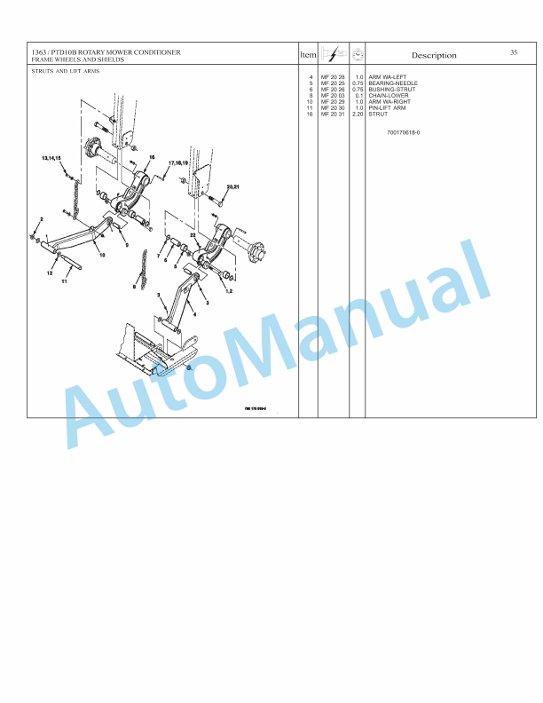 Massey Ferguson 1363 Rotary Disc Mower Repair Time Schedule 4283442M1-5