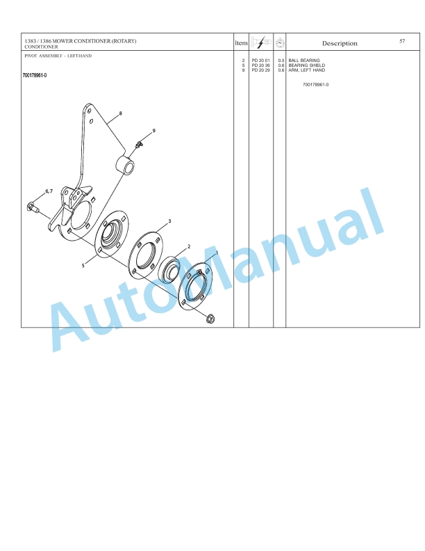 Massey Ferguson 1383, 1386 Mower Conditioner Repair Time Schedule 4283589M1-4