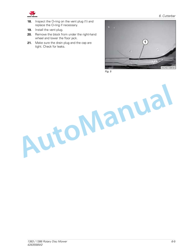 Massey Ferguson 1383, 1386 Rotary Disc Mower Workshop Service Manual 4283556M2-3