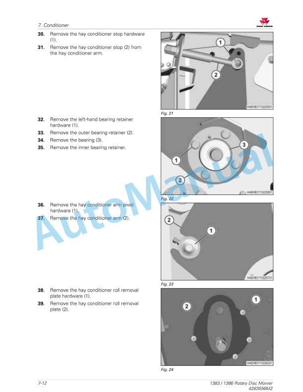 Massey Ferguson 1383, 1386 Rotary Disc Mower Workshop Service Manual 4283556M2-5