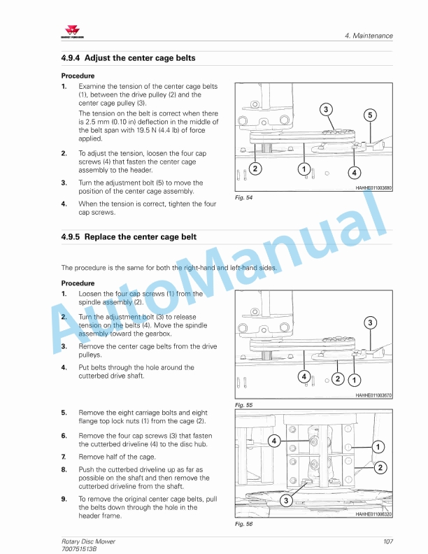 Massey Ferguson 1393, 1395 Rotary Disc Mower Operators Manual 700751513B-3