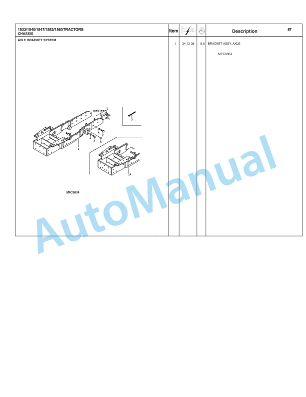 Massey Ferguson 1533, 1540, 1547, 1552, 1560 Compact Tractor Repair Time Schedule 4283390M4-2