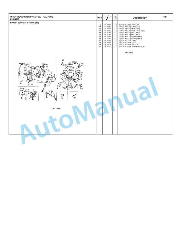 Massey Ferguson 1635, 1643, 1648, 1652, 1655, 1660 Compact Tractor Repair Time Schedule 4283394M2-4