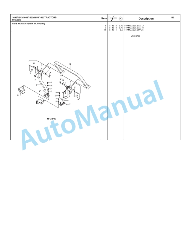 Massey Ferguson 1635, 1643, 1648, 1652, 1655, 1660 Compact Tractor Repair Time Schedule 4283394M2-5