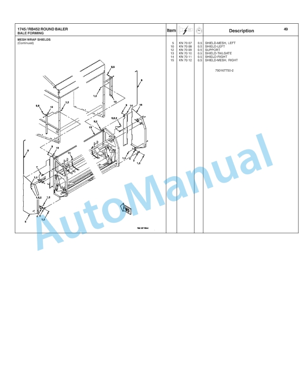 Massey Ferguson 1745 Round Baler Repair Time Schedule 4283429M1-2