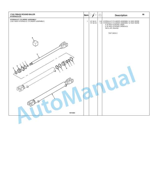 Massey Ferguson 1745 Round Baler Repair Time Schedule 4283429M1-3