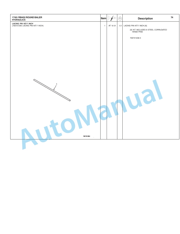 Massey Ferguson 1745 Round Baler Repair Time Schedule 4283429M1-4