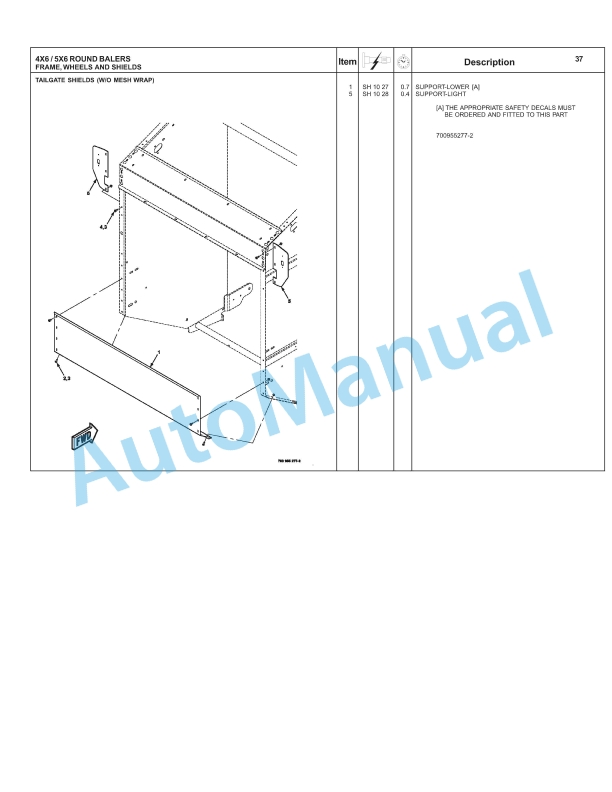 Massey Ferguson 1746, 1756 Round Baler Repair Time Schedule 4283395M1-2