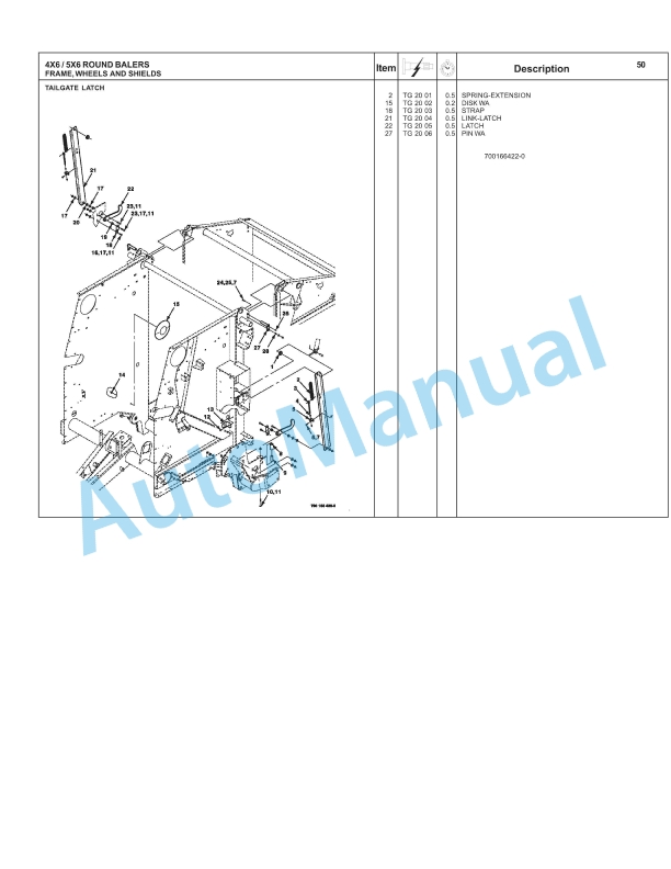 Massey Ferguson 1746, 1756 Round Baler Repair Time Schedule 4283395M1-3