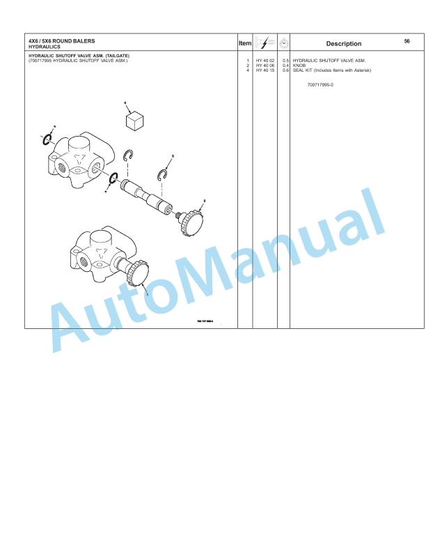 Massey Ferguson 1746, 1756 Round Baler Repair Time Schedule 4283395M1-4