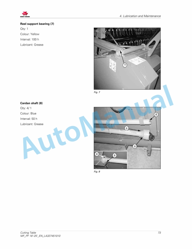 Massey Ferguson 18-25 ft PowerFlow Cutting Table Operators Manual LA327451010-5