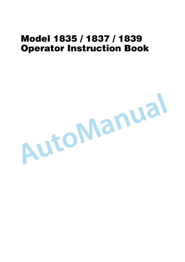 Massey Ferguson 1835, 1837, 1839 Operator Instruction Book 700735840F