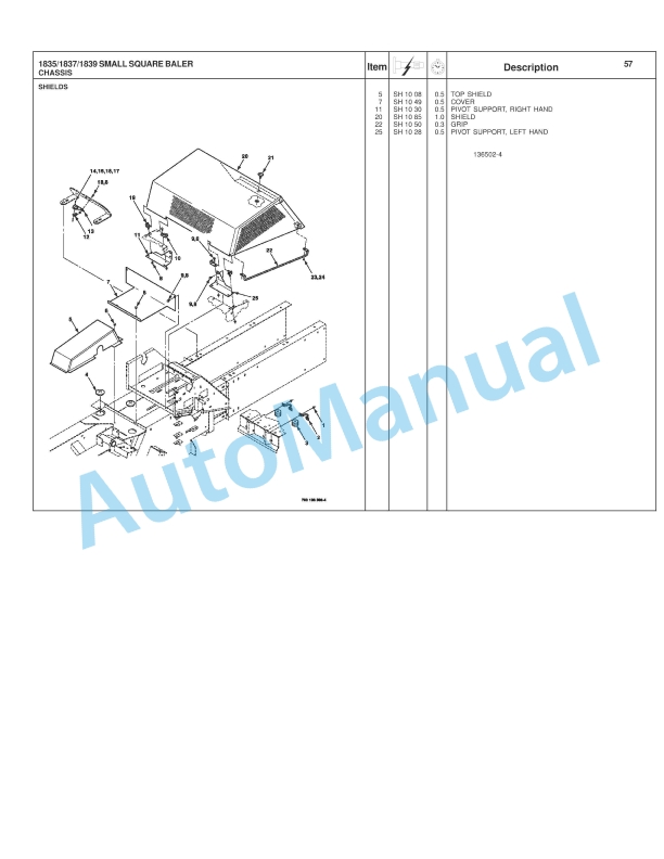 Massey Ferguson 1835, 1837, 1839 Small Square Baler Repair Time Schedule 4283502M2-3