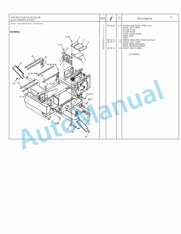 Massey Ferguson 1842 Rectangular Baler Repair Time Schedule 4283599M1-2