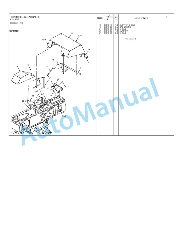 Massey Ferguson 1842 Rectangular Baler Repair Time Schedule 4283599M1-4