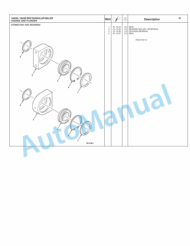 Massey Ferguson 1843S, 1843N Three String Baler Repair Time Schedule 4283403M1-2