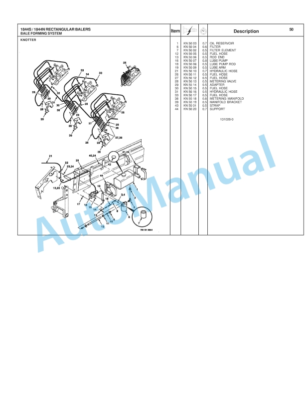 Massey Ferguson 1844S, 1844N Three String Baler Repair Time Schedule 4283498M1-3
