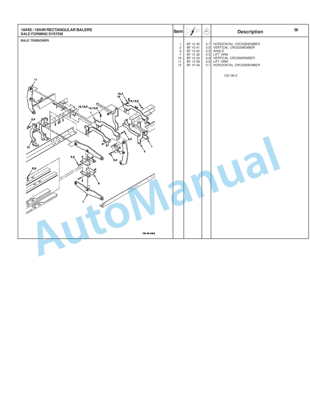 Massey Ferguson 1844S, 1844N Three String Baler Repair Time Schedule 4283498M1-4