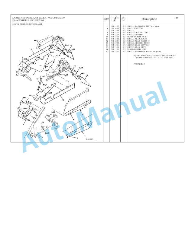 Massey Ferguson 2140 to 2190, 2140CE to 2190CE Large Rectangular Baler Repair Time Schedule 4283391M4-3
