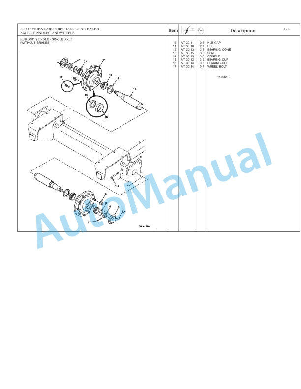 Massey Ferguson 2240 to 2290CE Large Rectangular Baler Repair Time Schedule 4283526M3-4