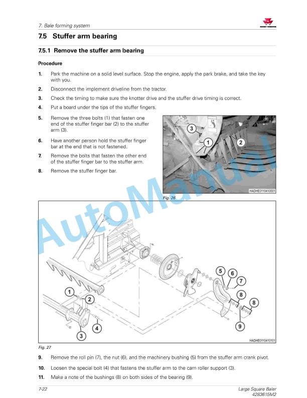 Massey Ferguson 2370 Ultra HD Large Square Baler Workshop Service Manual 4283615M2-2
