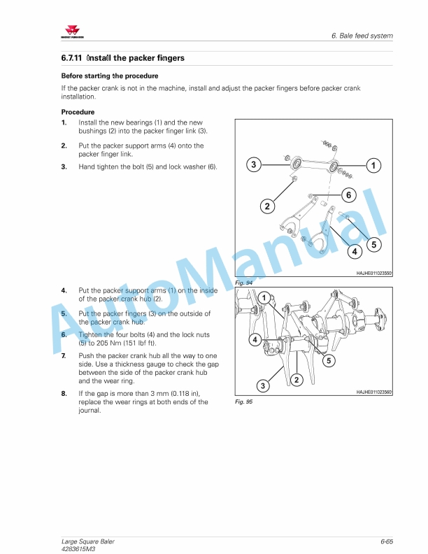 Massey Ferguson 2370 Ultra HD Large Square Baler Workshop Service Manual 4283615M3-2