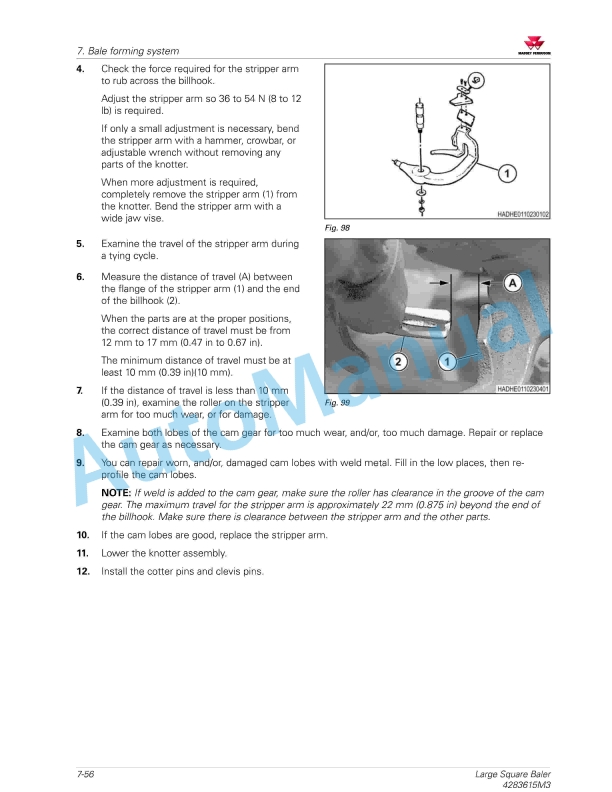 Massey Ferguson 2370 Ultra HD Large Square Baler Workshop Service Manual 4283615M3-3