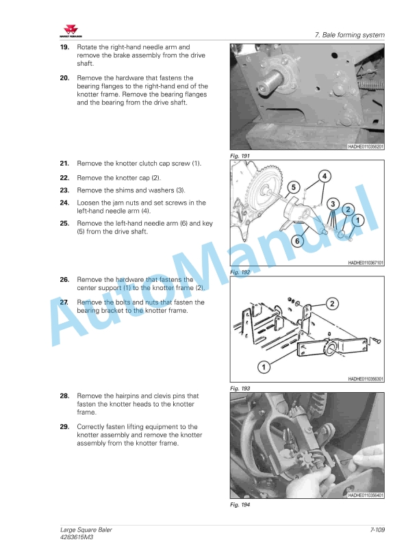Massey Ferguson 2370 Ultra HD Large Square Baler Workshop Service Manual 4283615M3-4