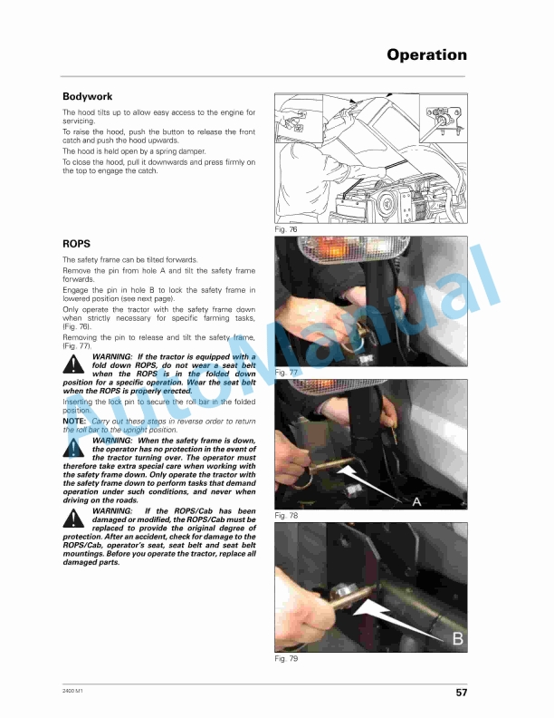 Massey Ferguson 2400 Series Tractor Operator Instruction Book 1857476M1-2
