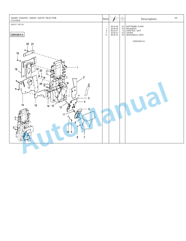 Massey Ferguson 2604H, 2605H, 2606H, 2607H Tractor Repair Time Schedule 4283605M1-4