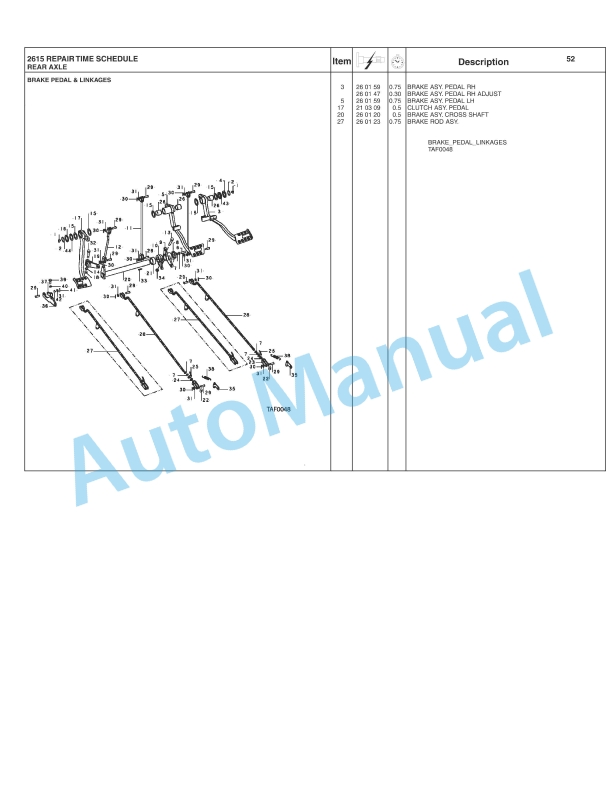 Massey Ferguson 2615 Tractor Repair Time Schedule 4283074M3-3