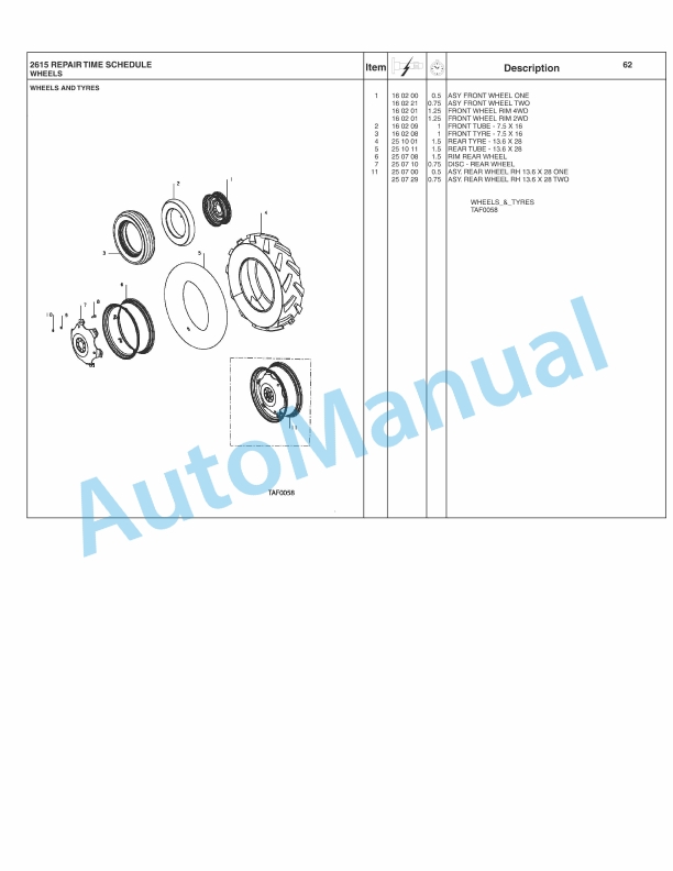 Massey Ferguson 2615 Tractor Repair Time Schedule 4283074M3-5